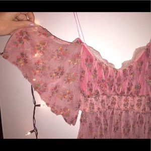 Free People: Lace Off Shoulder Strappy Blouse